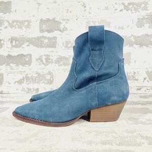 New Chinese Laundry Califa Navy Suede Pointy Toe Western Ankle Boots O199